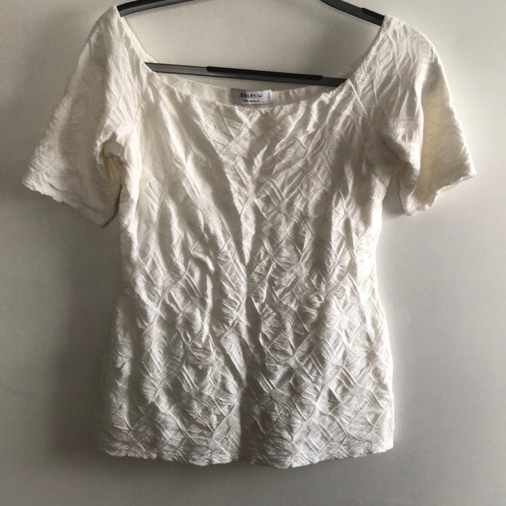 Bailey44 Cream Fitted Ribbed Blouse